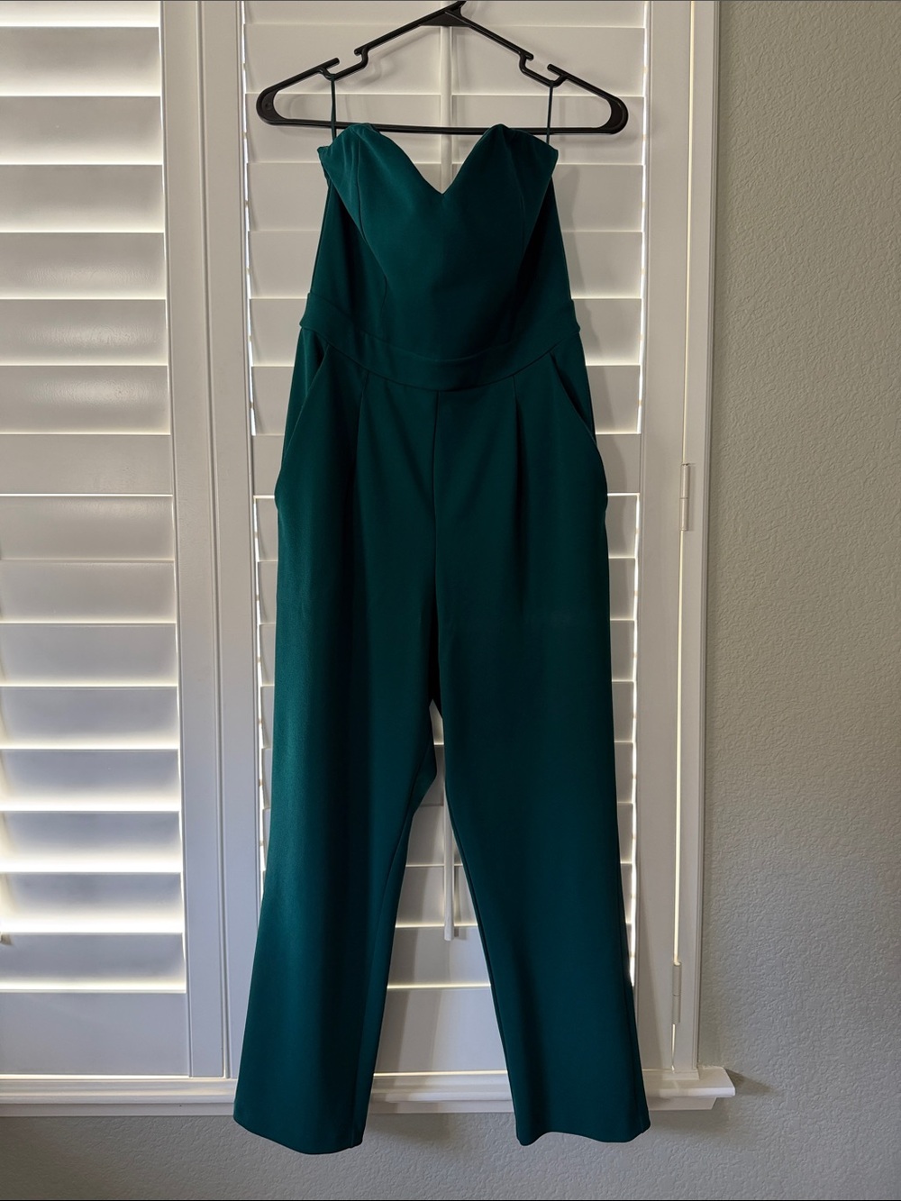 Express Strapless Teal Green Jumpsuit